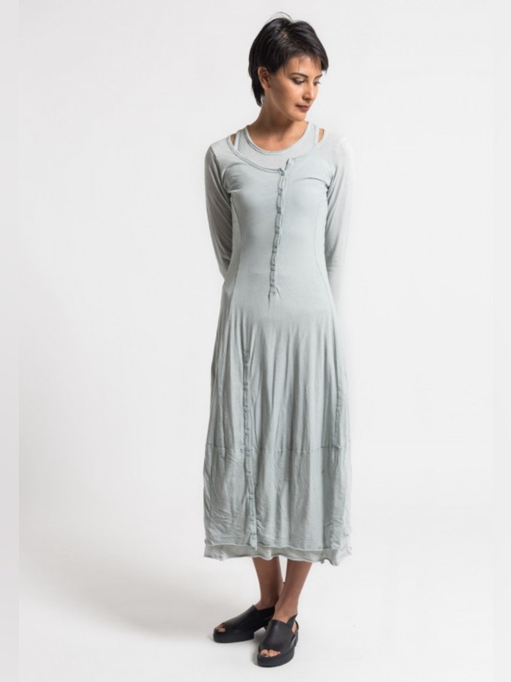 RUNDHOLZ BLACK LABEL Two-Layer 100% Cotton Sea Foam Green Dress Size XL VGUC